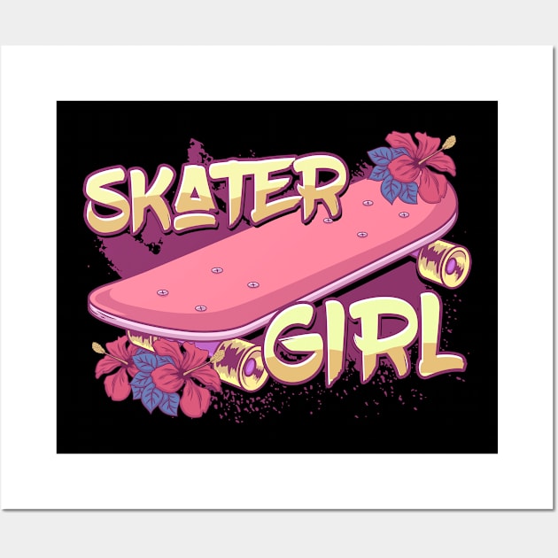 Skater Girl Skateboard Wall Art by KAWAIITEE
